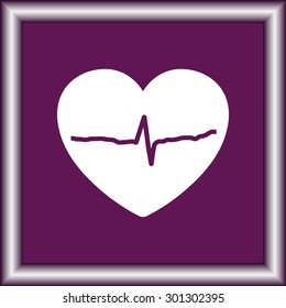Heart with cardiogram sign icon, vector illustration. Flat design style