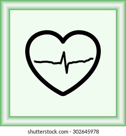 Heart with cardiogram sign icon, vector illustration. Flat design style
