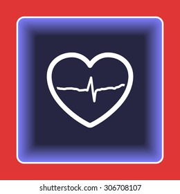 Heart with cardiogram sign icon, vector illustration. Flat design style
