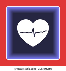 Heart with cardiogram sign icon, vector illustration. Flat design style
