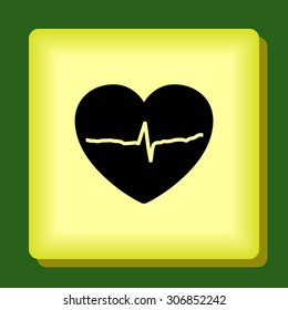 Heart with cardiogram sign icon, vector illustration. Flat design style