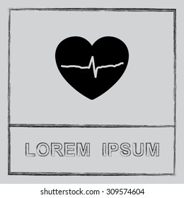 Heart with cardiogram sign icon, vector illustration. Flat design style