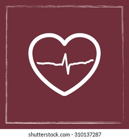 Heart with cardiogram sign icon, vector illustration. Flat design style