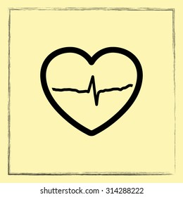 Heart with cardiogram sign icon, vector illustration. Flat design style