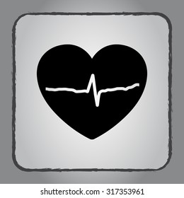 Heart with cardiogram sign icon, vector illustration. Flat design style