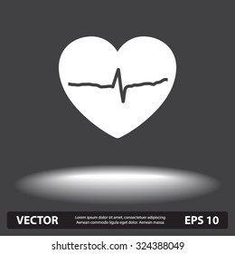 Heart with cardiogram sign icon, vector illustration. Flat design style