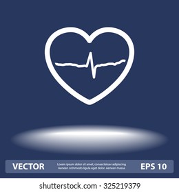 Heart with cardiogram sign icon, vector illustration. Flat design style