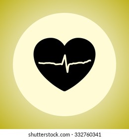 Heart with cardiogram sign icon, vector illustration. Flat design style