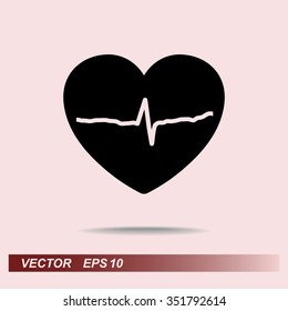 Heart with cardiogram sign icon, vector illustration. Flat design style