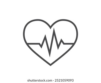 Heart with cardiogram symbol. Heartbeat line icon. Medical design element. Isolated vector image in simple style