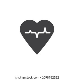 Heart cardiogram vector icon. filled flat sign for mobile concept and web design. Heartbeat cardio simple solid icon. Heart pulse symbol, logo illustration. Pixel perfect vector graphics