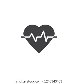 Heart cardiogram vector icon. filled flat sign for mobile concept and web design. Heartbeat pulse simple solid icon. Cardiology symbol, logo illustration. Pixel perfect vector graphics