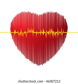 Heart with cardiogram, vector illustration