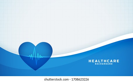 heart with cardiograph line medical blue background