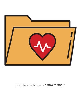 heart cardiology in folder line and fill style icon vector illustration design