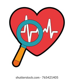 heart cardiology with magnifying glass