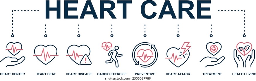 Heart care banner web icon vector illustration concept with icon