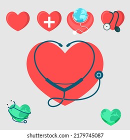 Heart care icon collections vector. World Heart day element. Vector eps 10.