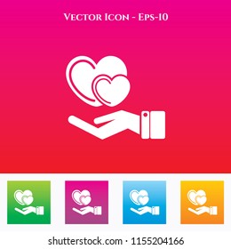 Heart Care Icon in Colored Square box. eps-10