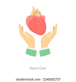 Concepto de icono de Heart Care and Care