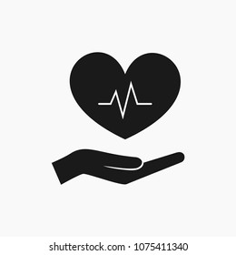 Heart Care Icon. Flat Design