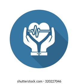 Heart Care Icon. Flat Design. Isolated Illustration. Long Shadow.