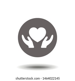 Heart Care Icon with Hands. Flat Design Isolated.