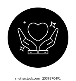 Heart Care Icon – Hands Holding a Heart with Cross Symbolizing Health and Support