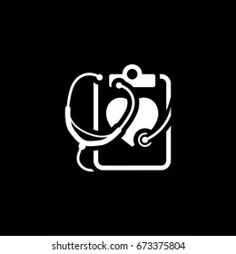 Heart Care Icon with Stethoscope . Flat Design Isolated.