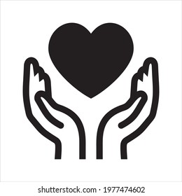 Heart care icon, vector and glyph