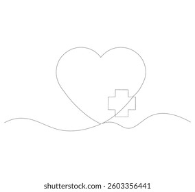 heart care line drawing without break isolated on white.health icon vector.illustrator vector downloadable.health vector editable