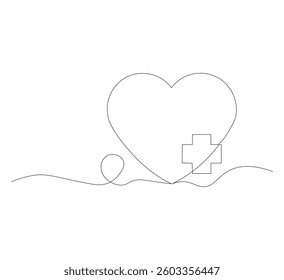 heart care line drawing without break isolated on white.health icon vector.illustrator vector downloadable.health vector editable