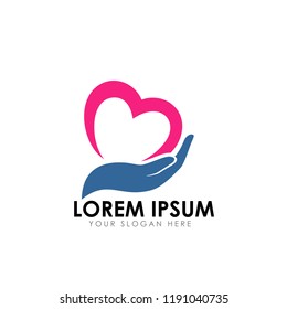 heart care logo design template vector icon illustration