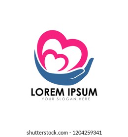 heart care logo design template vector icon illustration