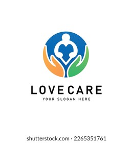 Icono vectorial de la plantilla de diseño del logotipo de cuidado del corazón