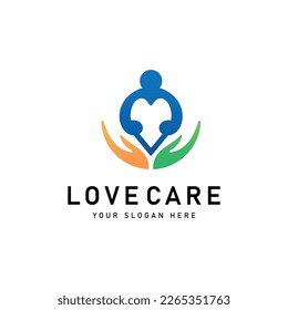 Heart care logo design template vector icon