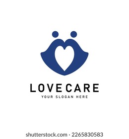 Icono vectorial de la plantilla de diseño del logotipo de cuidado del corazón