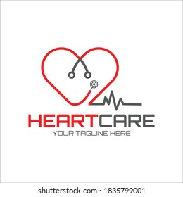 Heart care logo vector template