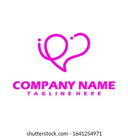 heart care , Pink love icon, white heart logo isolated with pink background