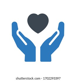 heart care vector glyph color icon 