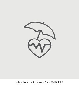 Signo de ilustración de icono del vector de cuidado del corazón