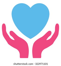 Heart Care vector icon. Style is bicolor flat symbol, pink and blue colors, rounded angles, white background.