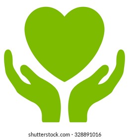 Heart Care vector icon. Style is flat symbol, eco green color, rounded angles, white background.
