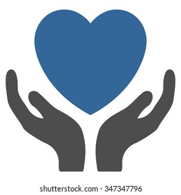Heart Care vector icon. Style is bicolor flat symbol, cobalt and gray colors, rounded angles, white background.