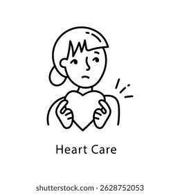Heart Care Vector Outline Style Icon. Eps 10 File