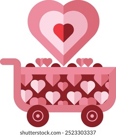 heart cart with two black wheel logo with many heart