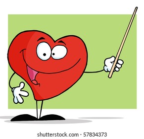 Heart Cartoon Character Holding A Pointer