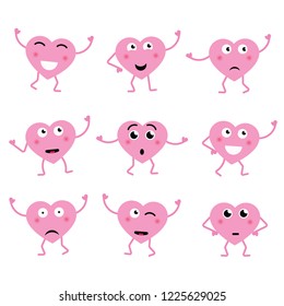 heart cartoon character. love happy valentines day vector set.