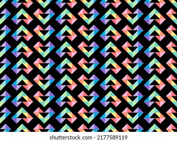 Heart cartoon character seamless pattern on black background. Pixel style