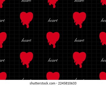 Heart cartoon character seamless pattern on black background